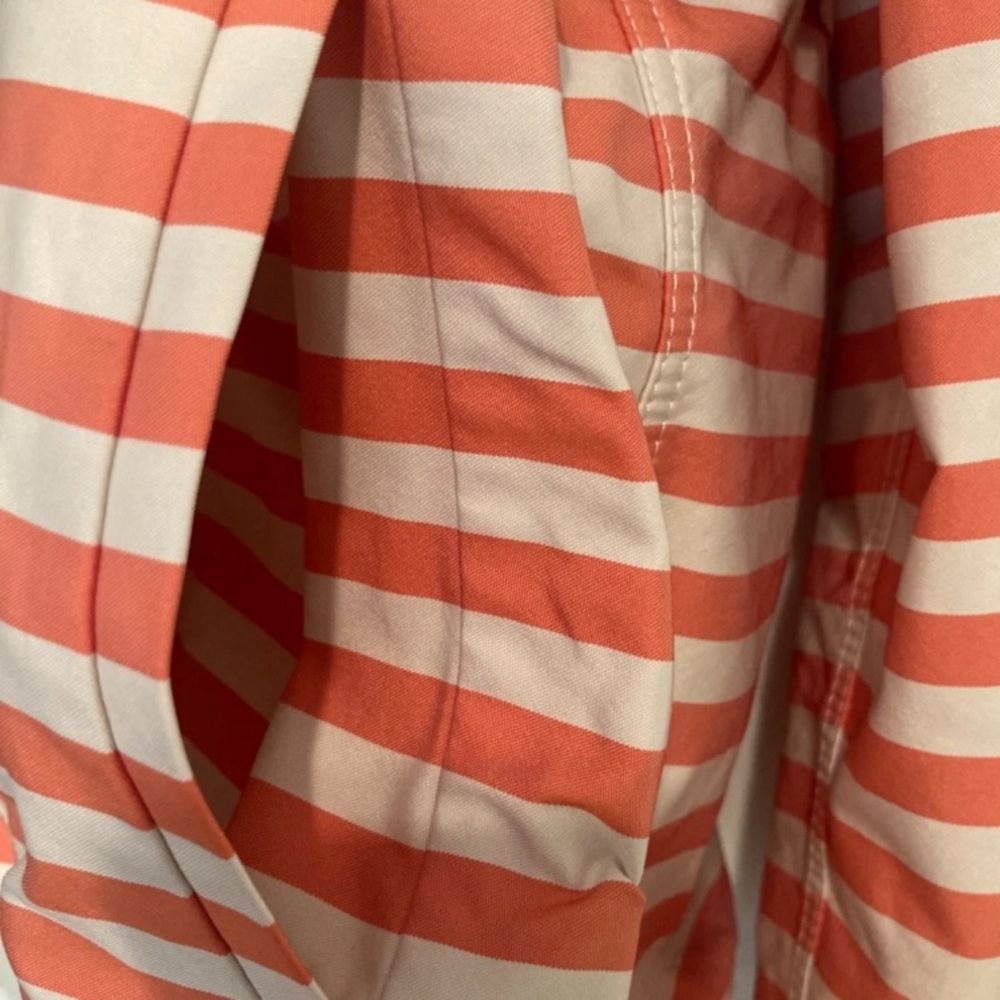 Women's Lafayette 148 NY Striped Lightweight Peach Rose & Tan Jacket - Picture 7 of 16